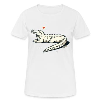 Cool Alligator – Décontracté et élégant - T-shirt respirant Femme - blanc - Devant - AI Model Female 172 dark (172cm)
