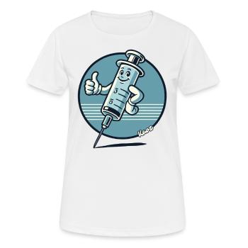Seringue rétro pouce vers le haut pro médecine - T-shirt respirant Femme - blanc - Devant - AI Model Female 172 dark (172cm)