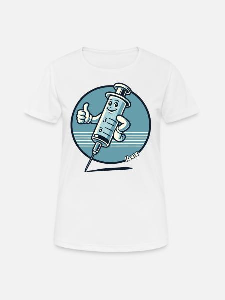 Seringue rétro pouce vers le haut pro médecine - T-shirt respirant Femme - blanc