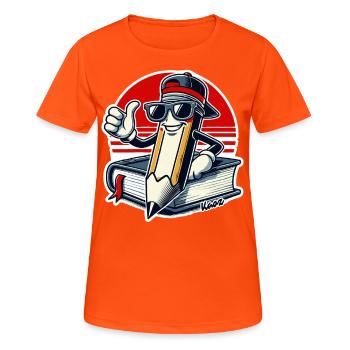 Crayon cool avec livre et pouces vers le haut - T-shirt respirant Femme - orange néon - Devant - AI Model Female 172 dark (172cm)