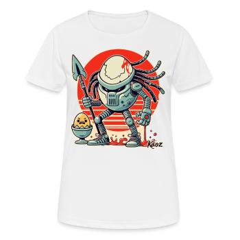 Créature extraterrestre : Défenseur de l’œuf du petit-déjeuner - T-shirt respirant Femme - blanc - Devant - AI Model Female 172 dark (172cm)