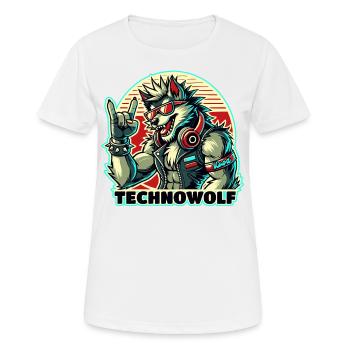 Techno-Wolf: Electronic Music Beats - Women's Breathable T-Shirt - white - Front - AI Model Female 172 dark (172cm)