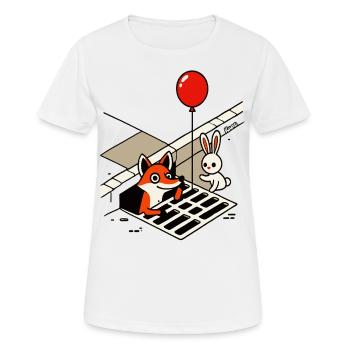 It's funny fox with balloon and rabbit in the drain - Women's Breathable T-Shirt - white - Front - AI Model Female 172 dark (172cm)