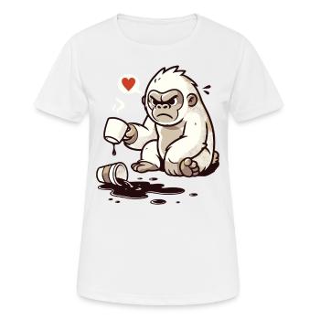 Un petit gorille renverse du café - T-shirt respirant Femme - blanc - Devant - AI Model Female 172 dark (172cm)