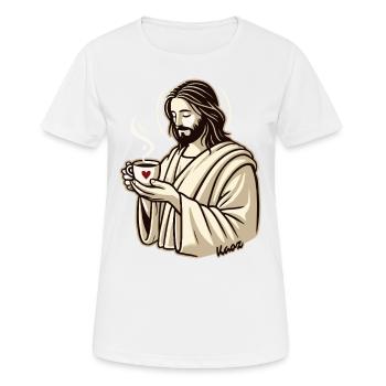 Jésus aime le café - T-shirt respirant Femme - blanc - Devant - AI Model Female 172 dark (172cm)