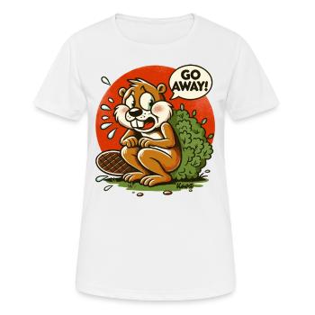 Eichhörnchen macht Pause hinter Busch, Geh weg! - Frauen T-Shirt atmungsaktiv - Weiß - Vorne - AI Model Female 172 dark (172cm)