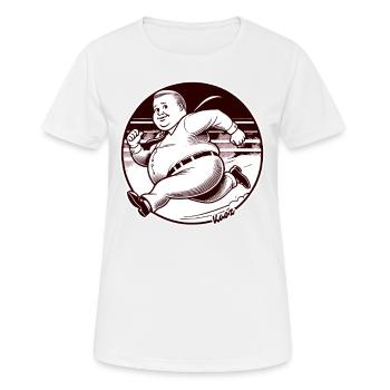 Chubby retro man running - Women's Breathable T-Shirt - white - Front - AI Model Female 172 dark (172cm)
