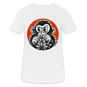 Singe caché : Dessin animé de gorille drôle - T-shirt respirant Femme - blanc - Devant - AI Model Female 172 dark (172cm)