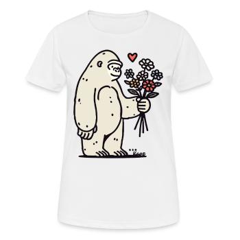 Gentle gorilla with bouquet of flowers - Women's Breathable T-Shirt - white - Front - AI Model Female 172 dark (172cm)