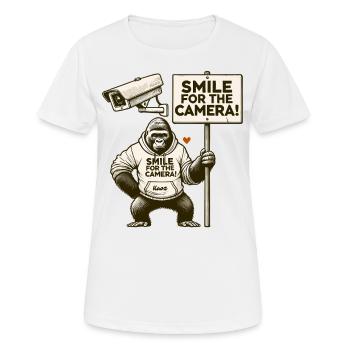 Monkey Surveillance: Smile for the Camera - Women's Breathable T-Shirt - white - Front - AI Model Female 172 dark (172cm)