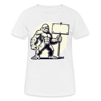Un gorille fort avec un bouclier vierge : votre texte ici ! - T-shirt respirant Femme - blanc - Devant - AI Model Female 172 dark (172cm)