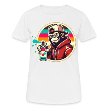 Graffiti Gorilla mit Spraydose - Frauen T-Shirt atmungsaktiv - Weiß - Vorne - AI Model Female 172 dark (172cm)