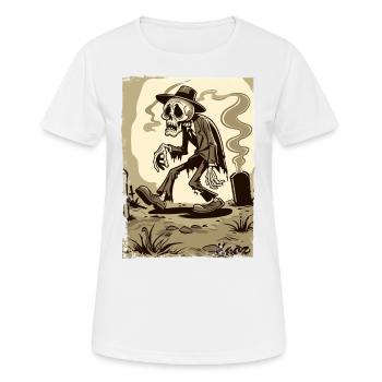 Squelette Gentleman dans le cimetière - T-shirt respirant Femme - blanc - Devant - AI Model Female 172 dark (172cm)