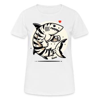 Requin tigre musclé : Puissance des mers des requins - T-shirt respirant Femme - blanc - Devant - AI Model Female 172 dark (172cm)
