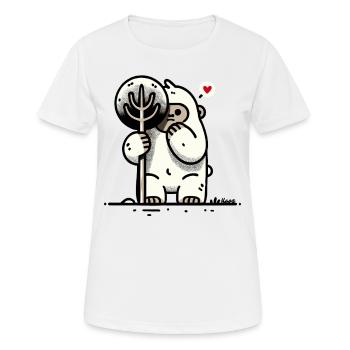 kleiner Gorilla versteckt sich hinter einem Baum - Frauen T-Shirt atmungsaktiv - Weiß - Vorne - AI Model Female 172 dark (172cm)