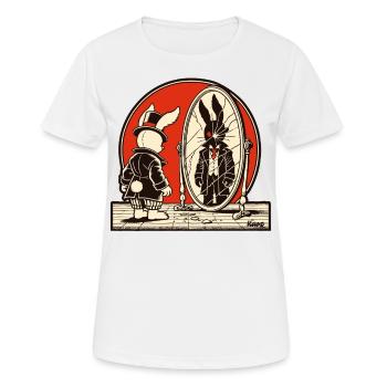 Düsterer Hase vor zerbrochenem Spiegel - Frauen T-Shirt atmungsaktiv - Weiß - Vorne - AI Model Female 172 dark (172cm)