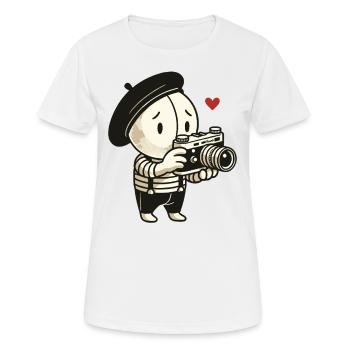 Le photographe timide de la pantomime - T-shirt respirant Femme - blanc - Devant - AI Model Female 172 dark (172cm)