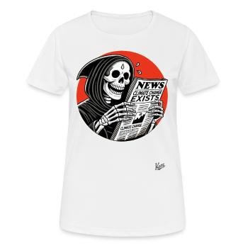 Grim Reaper & Climate Change News Headline - Women's Breathable T-Shirt - white - Front - AI Model Female 172 dark (172cm)