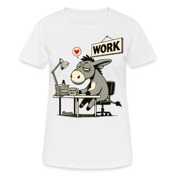âne de bureau fatigué au travail au bureau - T-shirt respirant Femme - blanc - Devant - AI Model Female 172 dark (172cm)