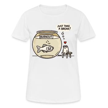 Burnout-Fisch & Frosch-Therapeut - Frauen T-Shirt atmungsaktiv - Weiß - Vorne - AI Model Female 172 dark (172cm)