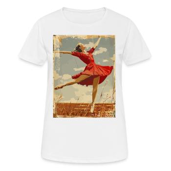 Vintage Ballerina auf dem Feld - Frauen T-Shirt atmungsaktiv - Weiß - Vorne - AI Model Female 172 dark (172cm)