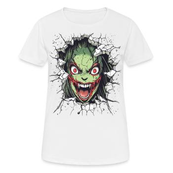 Un monstre effrayant traverse le mur - T-shirt respirant Femme - blanc - Devant - AI Model Female 172 dark (172cm)