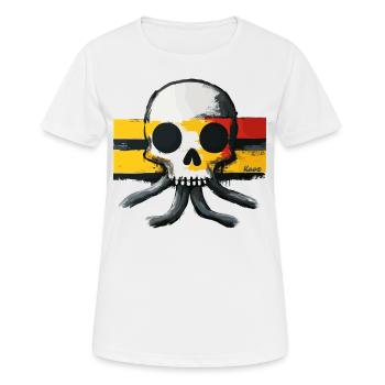 Crâne avec tentacules et drapeau - T-shirt respirant Femme - blanc - Devant - AI Model Female 172 dark (172cm)