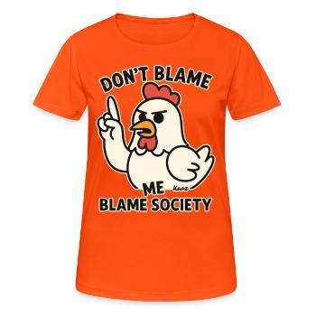 Poulet en colère : la société de blâme - T-shirt respirant Femme - orange néon - Devant - AI Model Female 172 dark (172cm)
