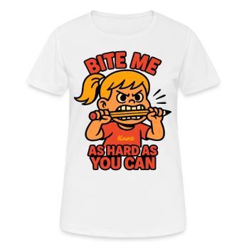 Beiß mich! Comic-Mädchen mit Wutanfall - Frauen T-Shirt atmungsaktiv - Weiß - Vorne - AI Model Female 172 dark (172cm)