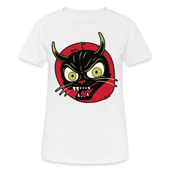 Devilish grimace of a devil cat - Women's Breathable T-Shirt - white - Front - AI Model Female 172 dark (172cm)
