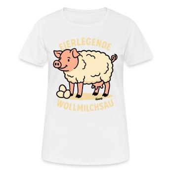 Egg-laying Woolly Milk Sow Cartoon - Women's Breathable T-Shirt - white - Front - AI Model Female 172 dark (172cm)