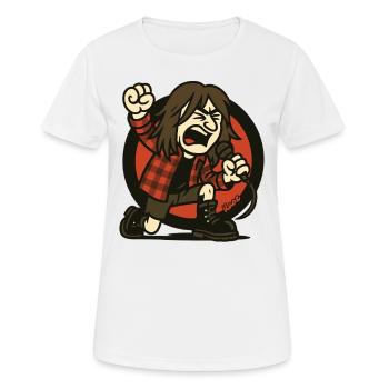 Grunge Rocker mit Flanell und Wut am Mikrofon - Frauen T-Shirt atmungsaktiv - Weiß - Vorne - AI Model Female 172 dark (172cm)