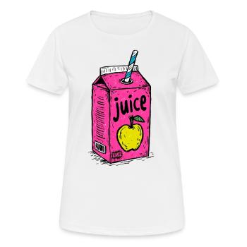 Knalliger Apfelsaft – Eine Packung Pop Art Saft - Frauen T-Shirt atmungsaktiv - Weiß - Vorne - AI Model Female 172 dark (172cm)