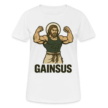 Saint musclé avec pose de bodybuilder - T-shirt respirant Femme - blanc - Devant - AI Model Female 172 dark (172cm)