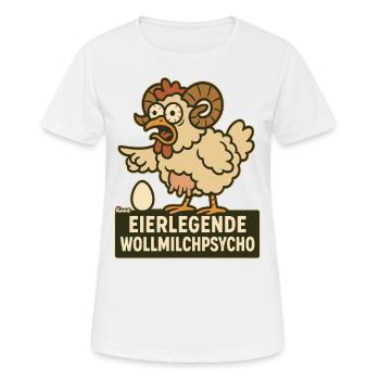 Stressed chicken with horns and wild look - Women's Breathable T-Shirt - white - Front - AI Model Female 172 dark (172cm)