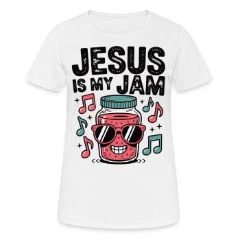 Jesus is my Jam - Faith with Groove - Women's Breathable T-Shirt - white - Front - AI Model Female 172 dark (172cm)