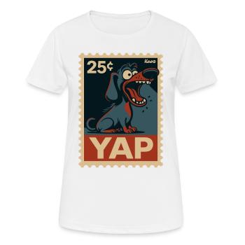 Comic dachshund on postage stamp - Women's Breathable T-Shirt - white - Front - AI Model Female 172 dark (172cm)