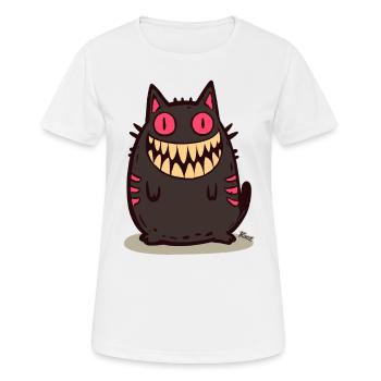 Grinsende schwarze Monster Katze - Frauen T-Shirt atmungsaktiv - Weiß - Vorne - AI Model Female 172 dark (172cm)