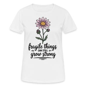 Growing Strength – Floral Saying T-Shirt - Women's Breathable T-Shirt - white - Front - AI Model Female 172 dark (172cm)