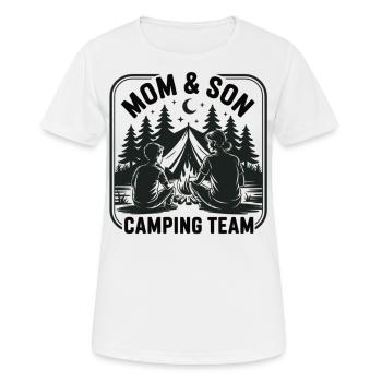 Maman et fils – Chemise de l’équipe de camping - T-shirt respirant Femme - blanc - Devant - AI Model Female 172 dark (172cm)