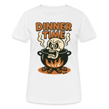Wütender Totenkopf im Kochtopf zum Abendessen - Frauen T-Shirt atmungsaktiv - Weiß - Vorne - AI Model Female 172 dark (172cm)
