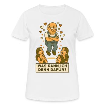 Grantiger Mann wird verehrt schwebt mit Herzchen - Frauen T-Shirt atmungsaktiv - Weiß - Vorne - AI Model Female 172 dark (172cm)