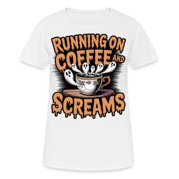 Courir au café et aux cris - T-shirt respirant Femme - blanc - Devant - AI Model Female 172 dark (172cm)