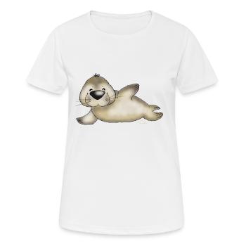 Robbert, der kleine Heuler - Frauen T-Shirt atmungsaktiv - Weiß - Vorne - AI Model Female 172 dark (172cm)