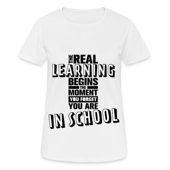 Richtiges Lernen - Schriftzug - Frauen T-Shirt atmungsaktiv - Weiß - Vorne - AI Model Female 172 dark (172cm)