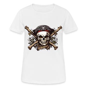 Pirate Jolly Roger Skull Adventure Design - Women's Breathable T-Shirt - white - Front - AI Model Female 172 dark (172cm)