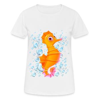 Bulles d’hippocampes - T-shirt respirant Femme - blanc - Devant - AI Model Female 172 dark (172cm)