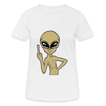 Sarcastic Design Fuck You T-shirt Design Aliens - Frauen T-Shirt atmungsaktiv - Weiß - Vorne - AI Model Female 172 dark (172cm)