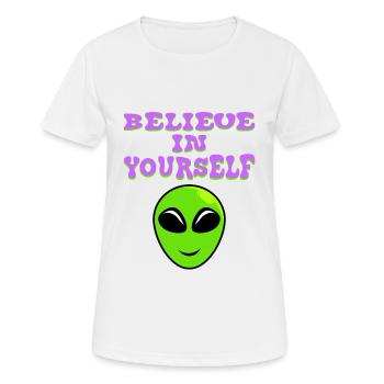 Believe In Yourself Motivational T-shirt Design - Frauen T-Shirt atmungsaktiv - Weiß - Vorne - AI Model Female 172 dark (172cm)