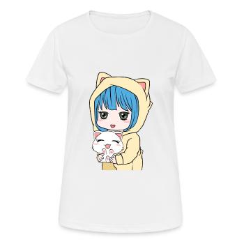 Anime Cat Lover Shirt for Kawaii Fans T-shirt - T-shirt respirant Femme - blanc - Devant - AI Model Female 172 dark (172cm)